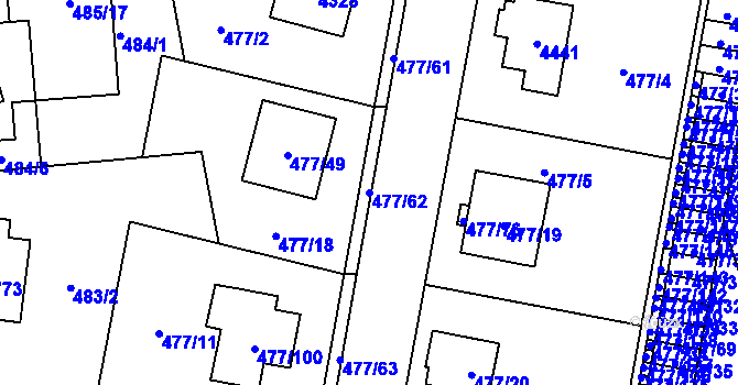 Parcela st. 477/62 v KÚ Žamberk, Katastrální mapa