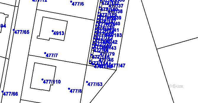 Parcela st. 477/79 v KÚ Žamberk, Katastrální mapa
