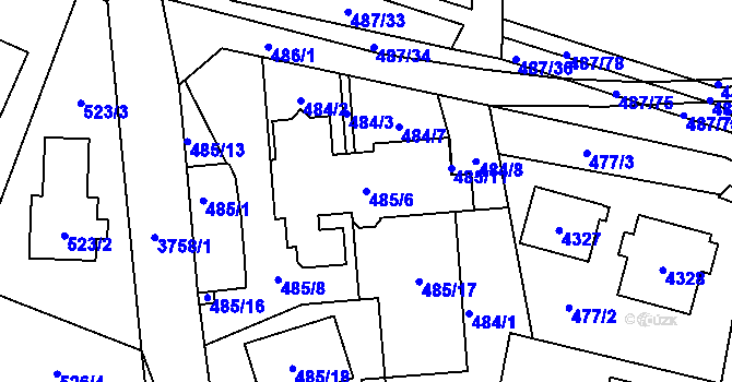 Parcela st. 485/6 v KÚ Žamberk, Katastrální mapa