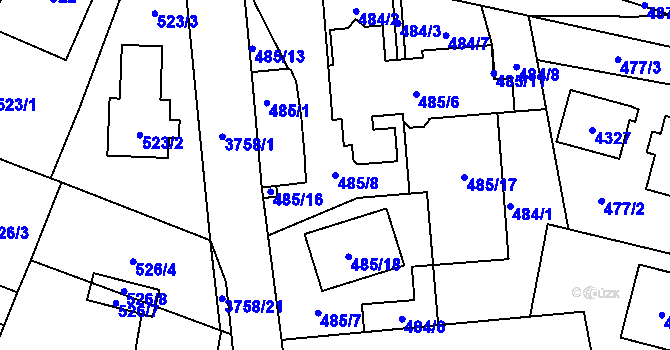 Parcela st. 485/8 v KÚ Žamberk, Katastrální mapa