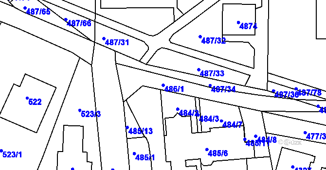 Parcela st. 486/1 v KÚ Žamberk, Katastrální mapa