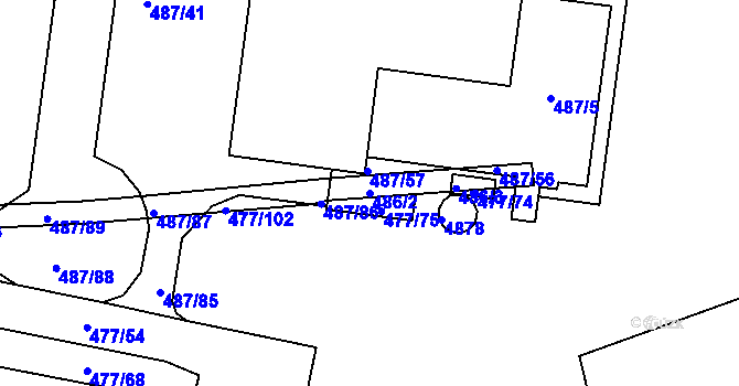 Parcela st. 486/2 v KÚ Žamberk, Katastrální mapa