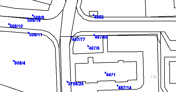 Parcela st. 487/6 v KÚ Žamberk, Katastrální mapa