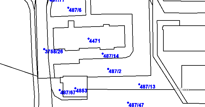 Parcela st. 487/14 v KÚ Žamberk, Katastrální mapa