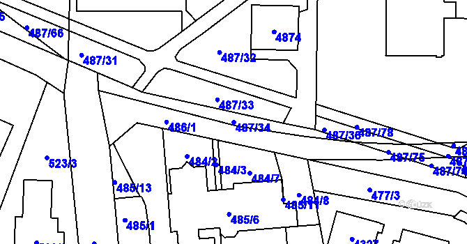 Parcela st. 487/34 v KÚ Žamberk, Katastrální mapa