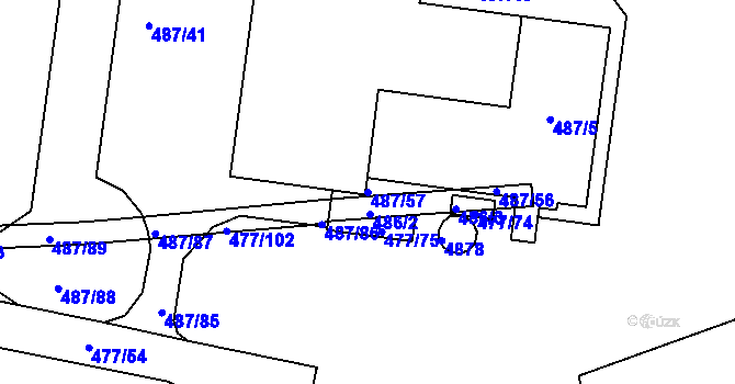 Parcela st. 487/57 v KÚ Žamberk, Katastrální mapa