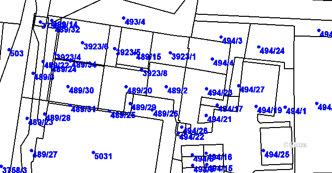 Parcela st. 489/2 v KÚ Žamberk, Katastrální mapa