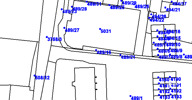 Parcela st. 489/16 v KÚ Žamberk, Katastrální mapa