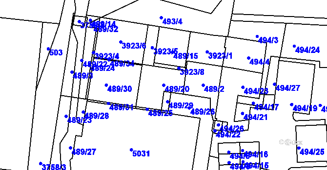 Parcela st. 489/20 v KÚ Žamberk, Katastrální mapa
