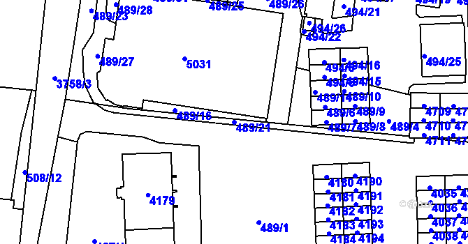 Parcela st. 489/21 v KÚ Žamberk, Katastrální mapa