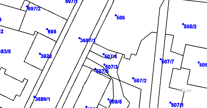 Parcela st. 507/4 v KÚ Žamberk, Katastrální mapa