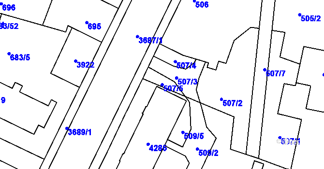 Parcela st. 507/5 v KÚ Žamberk, Katastrální mapa