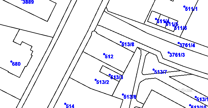 Parcela st. 512 v KÚ Žamberk, Katastrální mapa