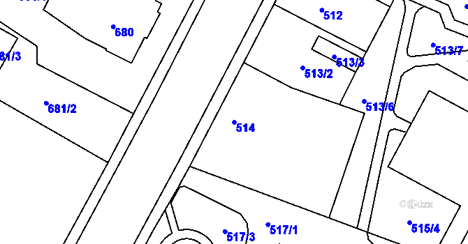 Parcela st. 514 v KÚ Žamberk, Katastrální mapa