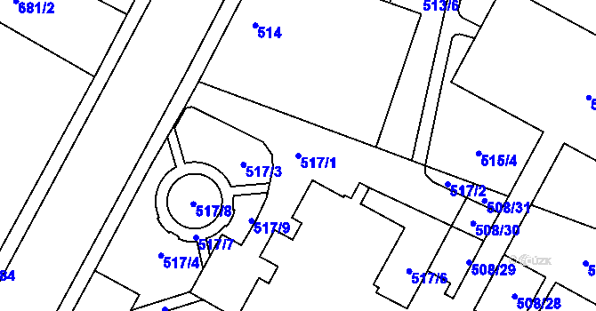Parcela st. 517/1 v KÚ Žamberk, Katastrální mapa
