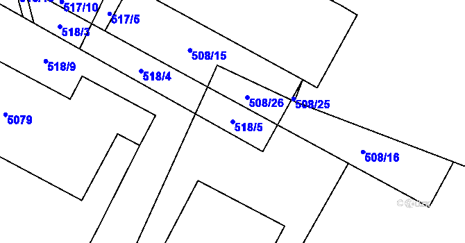 Parcela st. 518/5 v KÚ Žamberk, Katastrální mapa