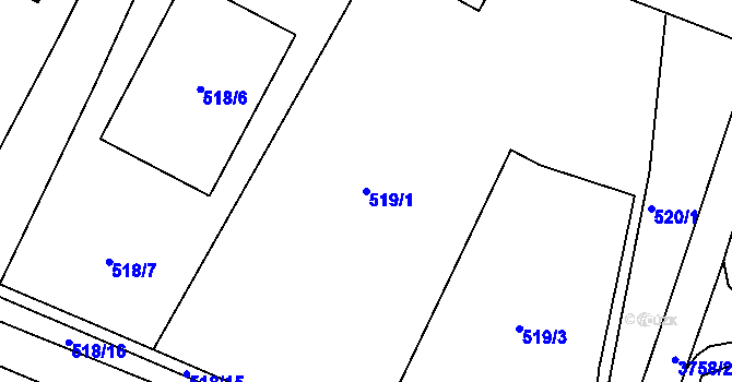 Parcela st. 519/1 v KÚ Žamberk, Katastrální mapa
