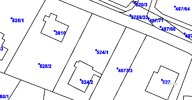 Parcela st. 524/1 v KÚ Žamberk, Katastrální mapa