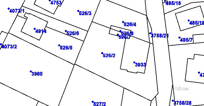 Parcela st. 526/2 v KÚ Žamberk, Katastrální mapa