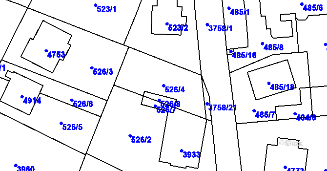 Parcela st. 526/4 v KÚ Žamberk, Katastrální mapa