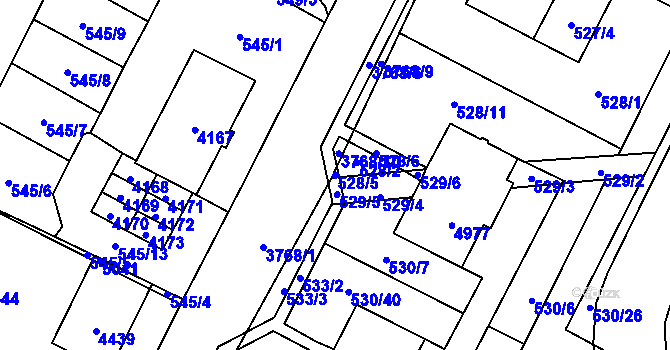 Parcela st. 528/5 v KÚ Žamberk, Katastrální mapa