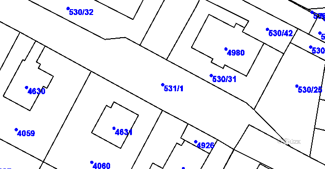 Parcela st. 531/1 v KÚ Žamberk, Katastrální mapa