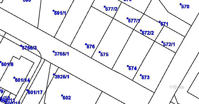 Parcela st. 575 v KÚ Žamberk, Katastrální mapa