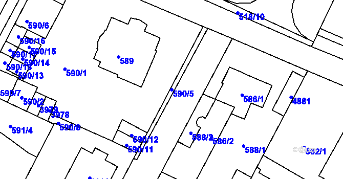Parcela st. 590/5 v KÚ Žamberk, Katastrální mapa