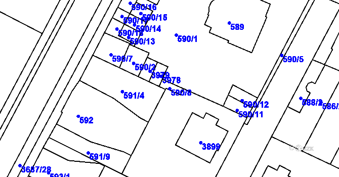 Parcela st. 590/8 v KÚ Žamberk, Katastrální mapa