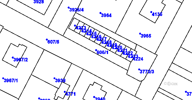 Parcela st. 606/1 v KÚ Žamberk, Katastrální mapa