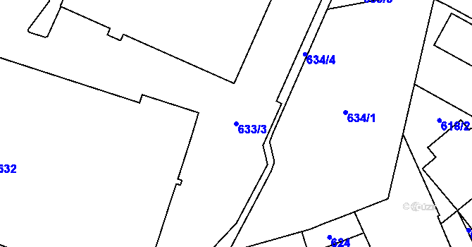 Parcela st. 633/3 v KÚ Žamberk, Katastrální mapa