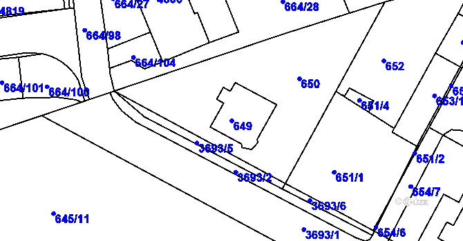Parcela st. 649 v KÚ Žamberk, Katastrální mapa