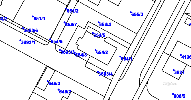 Parcela st. 654/2 v KÚ Žamberk, Katastrální mapa