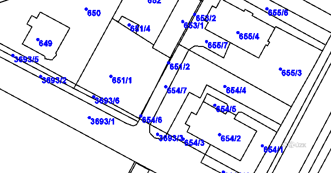 Parcela st. 654/7 v KÚ Žamberk, Katastrální mapa