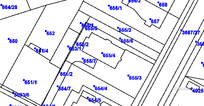 Parcela st. 655/4 v KÚ Žamberk, Katastrální mapa