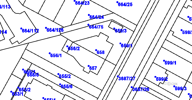 Parcela st. 658 v KÚ Žamberk, Katastrální mapa
