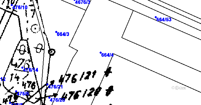 Parcela st. 664/4 v KÚ Žamberk, Katastrální mapa