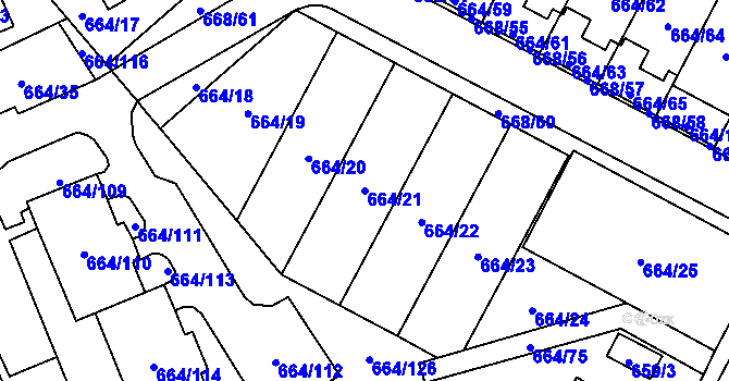 Parcela st. 664/21 v KÚ Žamberk, Katastrální mapa