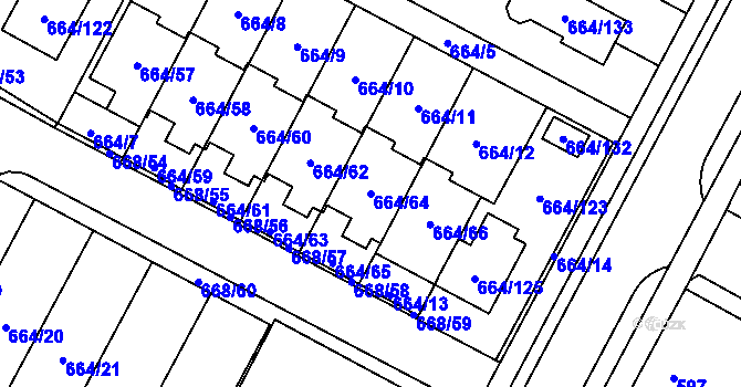 Parcela st. 664/64 v KÚ Žamberk, Katastrální mapa
