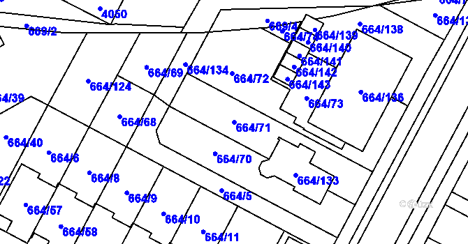 Parcela st. 664/71 v KÚ Žamberk, Katastrální mapa