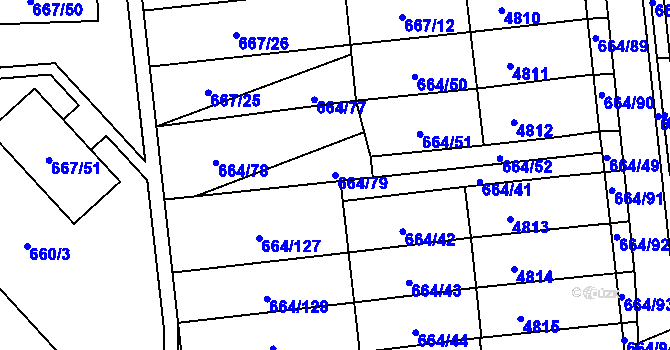 Parcela st. 664/79 v KÚ Žamberk, Katastrální mapa