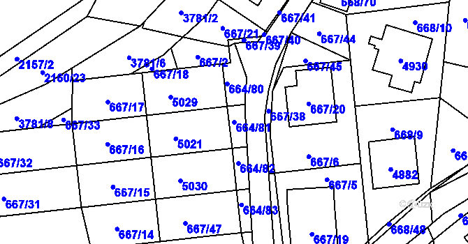 Parcela st. 664/81 v KÚ Žamberk, Katastrální mapa