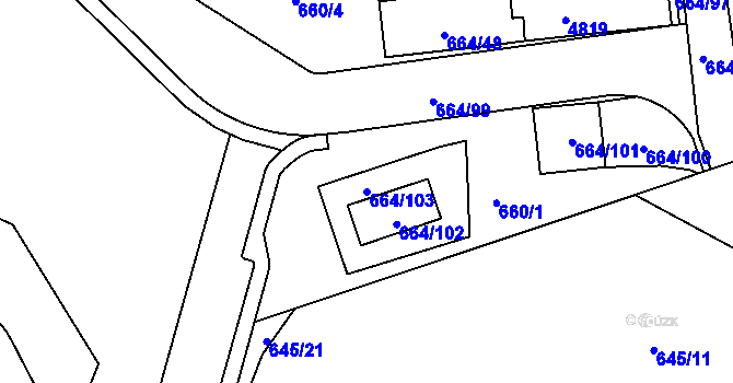 Parcela st. 664/103 v KÚ Žamberk, Katastrální mapa