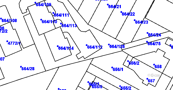 Parcela st. 664/112 v KÚ Žamberk, Katastrální mapa