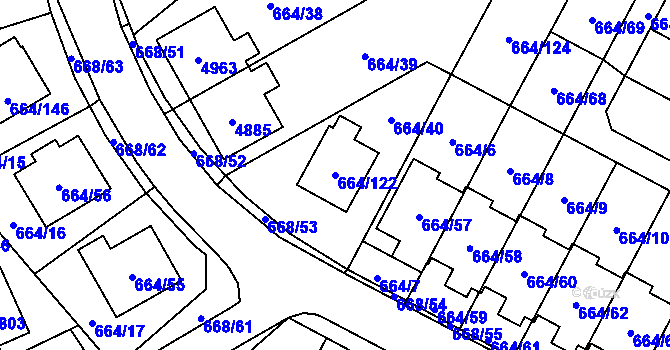 Parcela st. 664/122 v KÚ Žamberk, Katastrální mapa