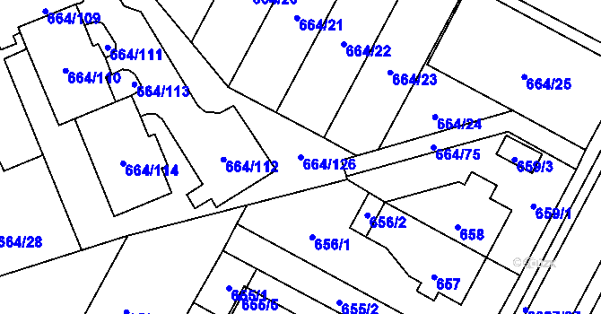 Parcela st. 664/126 v KÚ Žamberk, Katastrální mapa