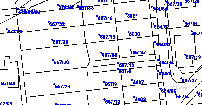 Parcela st. 667/14 v KÚ Žamberk, Katastrální mapa