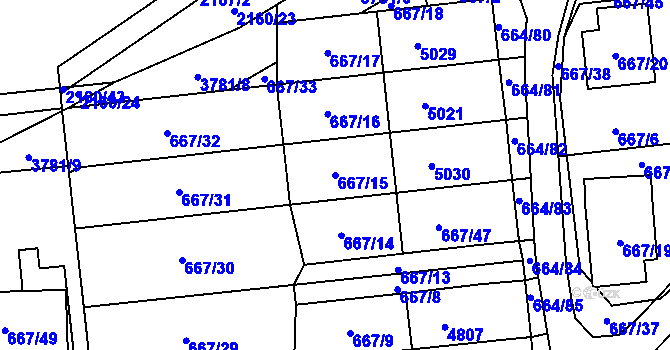 Parcela st. 667/15 v KÚ Žamberk, Katastrální mapa