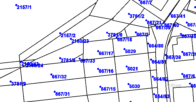 Parcela st. 667/17 v KÚ Žamberk, Katastrální mapa