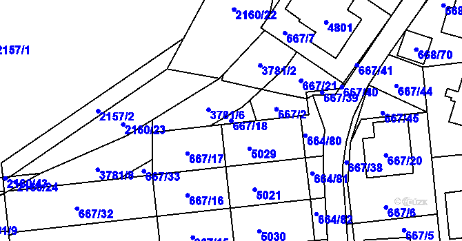 Parcela st. 667/18 v KÚ Žamberk, Katastrální mapa
